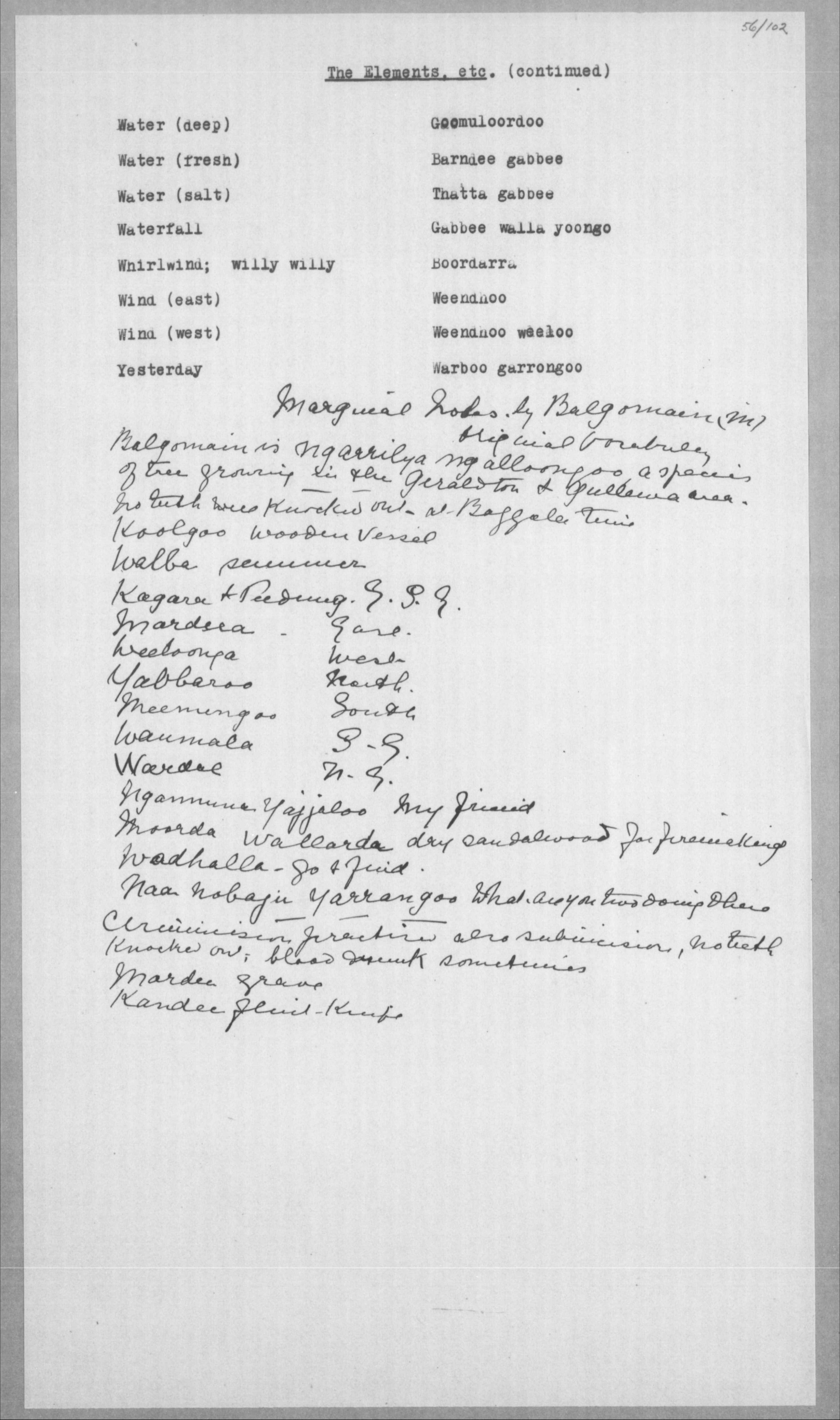Balgomain (m.) Of Gullewa , Murchison Magisterial District Bialja people