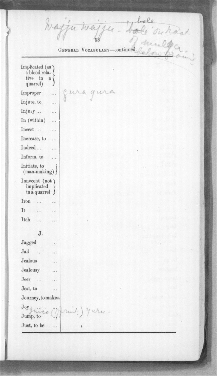 Native Vocabulary of the Yagganguri and other wongga Murnaambula ...